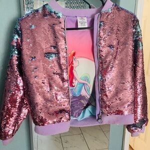 Pink Sequin Jacket with Mermaid Print